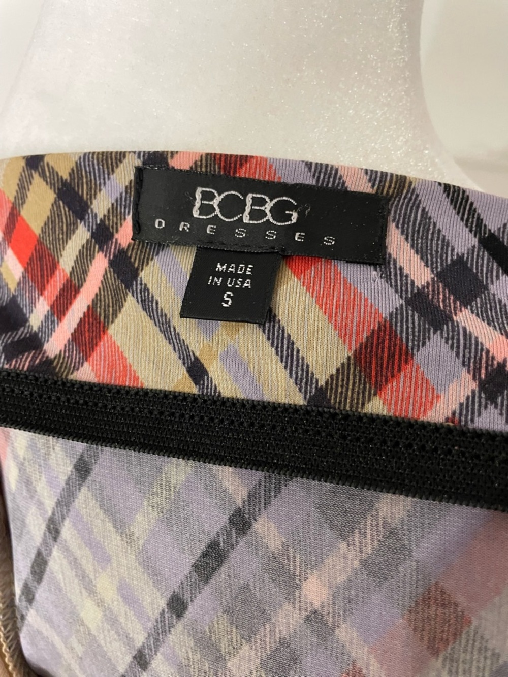 BCBG Plaid Slip Midi Dress in Lavender, Red, Black - Picture 4 of 4